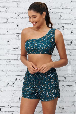 Ensemble haut de bikini court à imprimé floral et short taille haute pour garçon