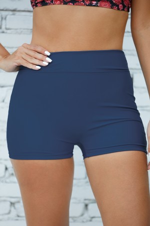 Short de bain bleu taille haute confort