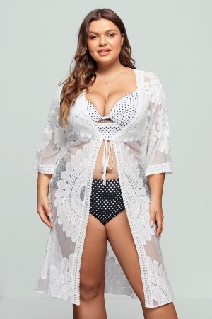 Cache-maillot au crochet tournesol ouvert sur le devant