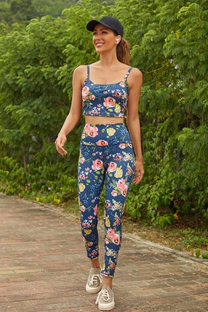 Ensemble de yoga sportif à imprimé floral