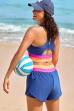 Blue Layered Stylish Athletic Short