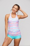 Colorful Stripes Scoop Neck Sporty Tankini Set