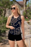 Geometric Print Sleek Elegant Tankini Top And Boy Short Set
