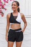 Ensemble haut de bikini sportif en maille coloblock coloblock noir et blanc et short taille haute pour gar?on