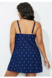 Navy Silver Scoop Neck Swimdress