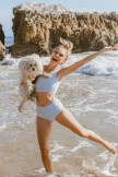 Striped One Shoulder High Waist Bikini Set