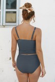 Blue Square Neck Tankini Set