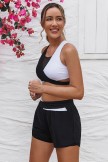 Ensemble haut de bikini sportif en maille coloblock coloblock noir et blanc et short taille haute pour gar?on