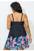 Floral Border Scallop Hem Swimdress