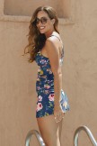 Floral Sweetheart Neck Ruching Tankini Set