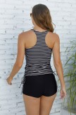 Scoop Neck Striped Sporty Tankini Set