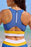 Blue Scoop Neck Racerback Sporty Bikini Top