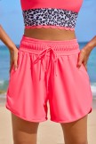 Pink Elastic Waistband Stylish Athletic Short with Pockets
