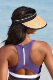 Purple Colorblock Scoop Neck Wide Straps Sporty Bikini Top And HighWaist Boy Shorts Set