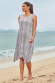 Grey Scoop Neck Sleeveless Irregular Hem Long Beach Dress