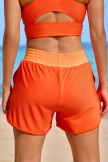 Orange Colorblock Sporty Athletic Short with Pockets