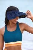 Blue Colorblock Scoop Neck Sporty Bikini Top And HighWaist Boy Shorts