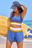 Blue Layered Stylish Athletic Short