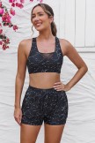 Ensemble haut de bikini mignon en maille noire patchwork 