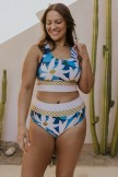 Sky Blue Scoop Neck Racerback HighWaisted Bikini Set