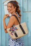 White Straw Waterproff Beach Bag With Zipper Closure