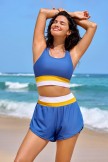 Blue Scoop Neck Racerback Sporty Bikini Top