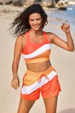 Orange Colorblock Sporty Athletic Short with Pockets
