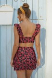 Floral Bandeau Ruffled Bikini Set