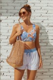 Brown Mesh Shoulder NoClosure Waterproff Beach Bag