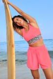 Pink Elastic Waistband Stylish Athletic Short with Pockets