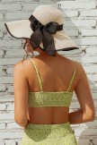 White Wide Brim Foldable Packable Straw Sun Hat With Bow Tie